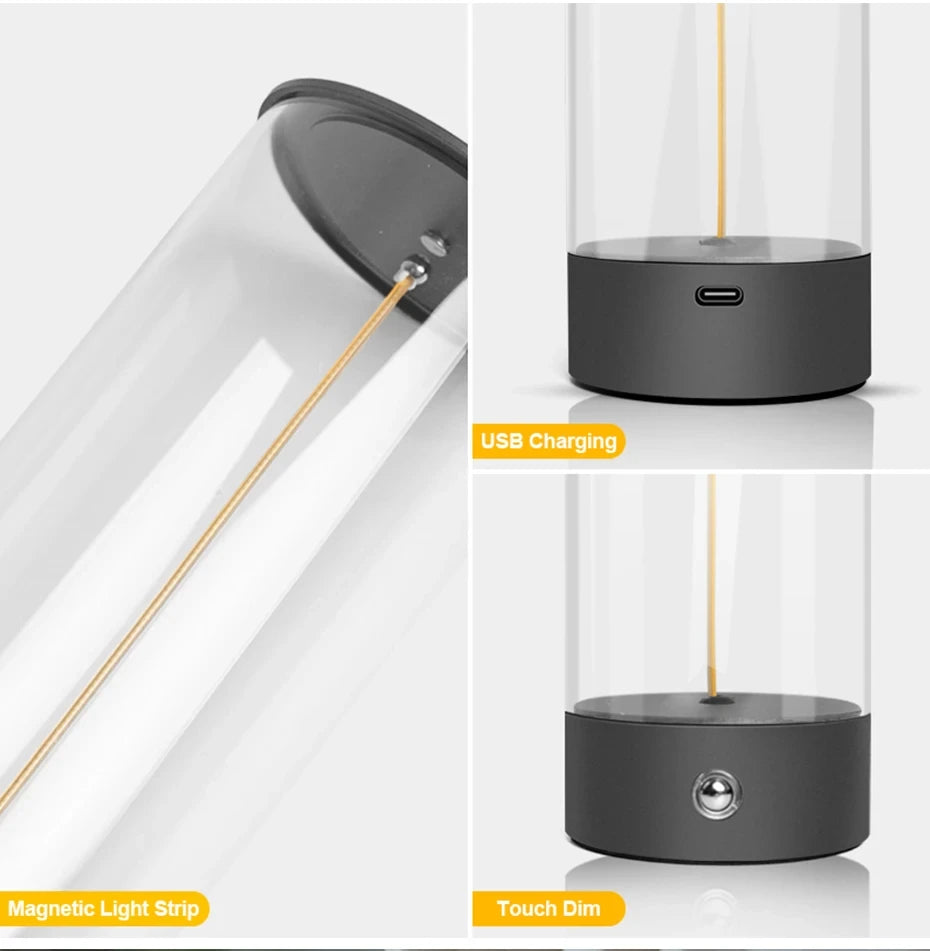 Cordless LED Table Lamp with Magnetic Adjustable Filament – 3-Mode Dimming