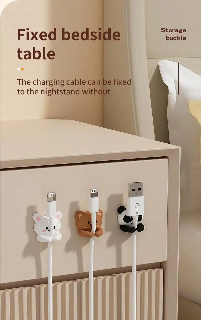 Cute Self-Adhesive Desktop Cable Winder Clips & Cord Holder