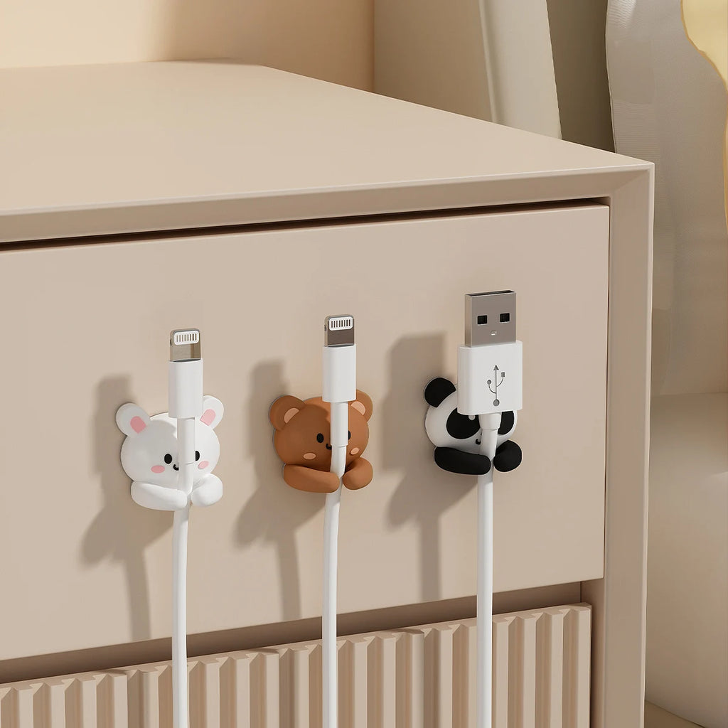 Cute Self-Adhesive Desktop Cable Winder Clips & Cord Holder
