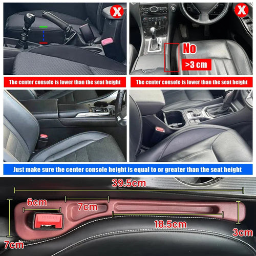 2-Piece PU Leather Car Seat Gap Filler & Organizer, Universal