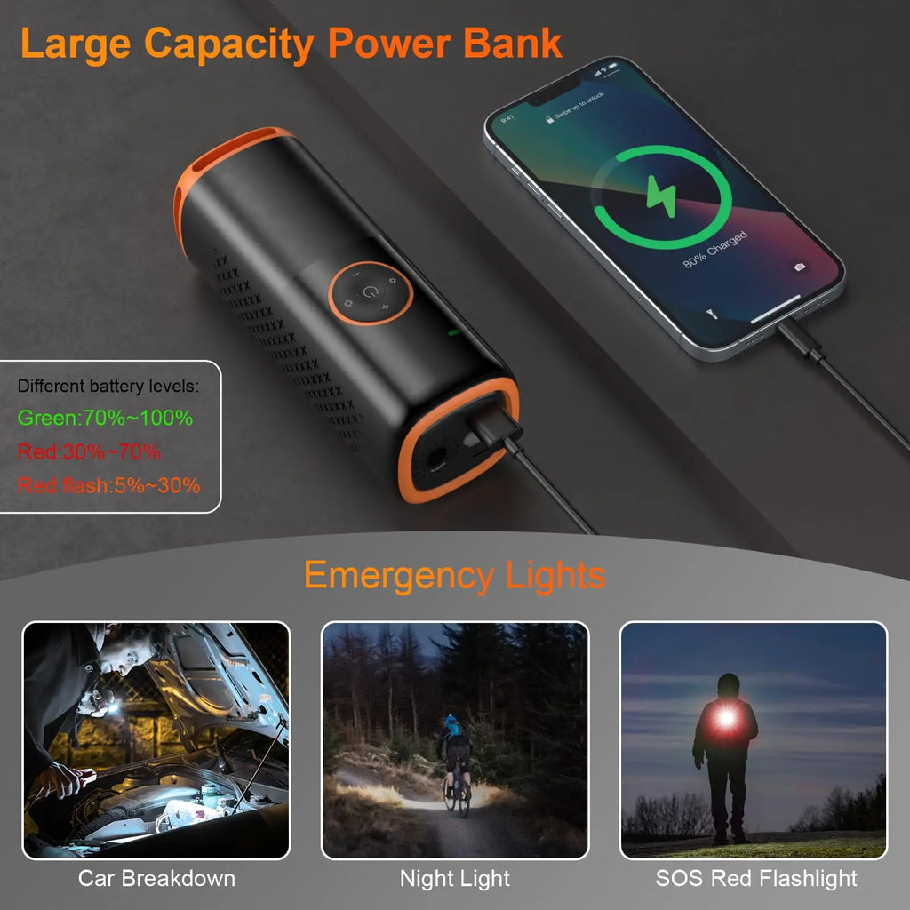 160 PSI Smart Tire Inflator – 6000mAh Battery, Dual Screen & 5-Mode Air Compressor