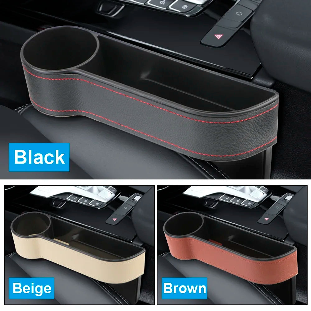 Leather Car Seat Gap Storage Box with Charging Hole