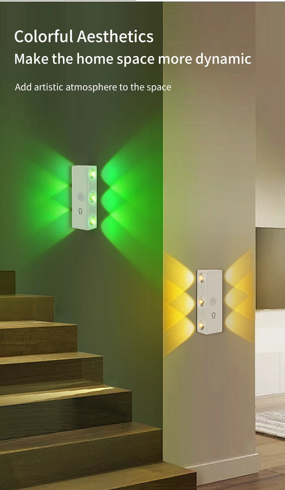 Magnetic Motion Sensor Night Light – RGB & 3-Color, Rechargeable, USB-C