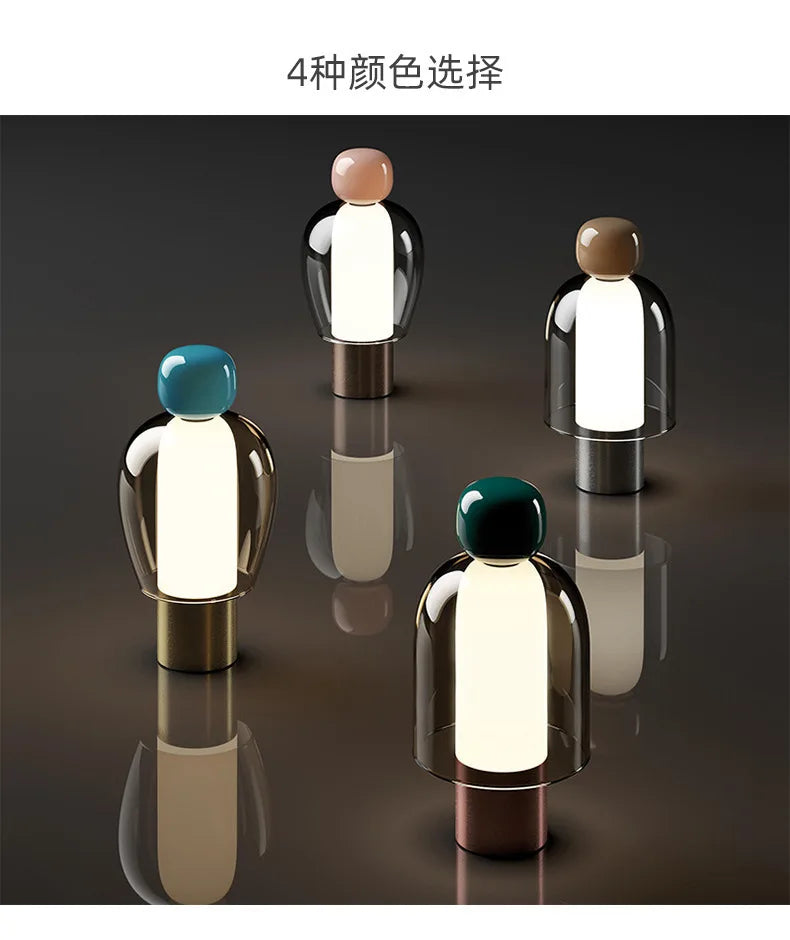 Nordic Glass Cordless Table Lamp – Rechargeable Bedside Desk Light