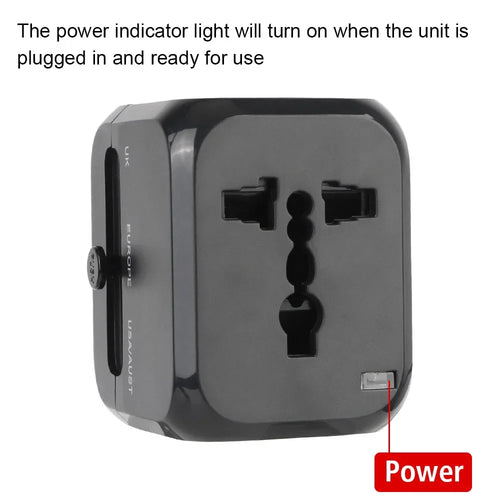 All-in-One Travel Adapter US/EU/UK/AU with 2 USB + 1 Type-C Fast Charging
