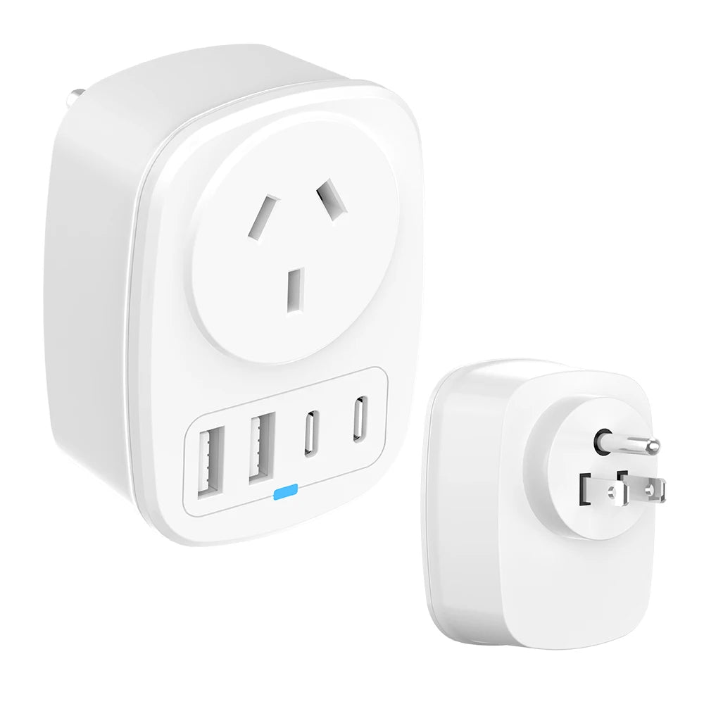 All-in-One Travel Adapter EU/UK/US/AU with 2 USB + 2 Type-C Ports