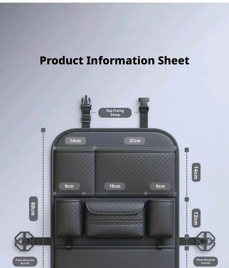 High-Capacity Car Seat Gap Organizer | Built-In Cup Holder | Premium PU | Universal Fit