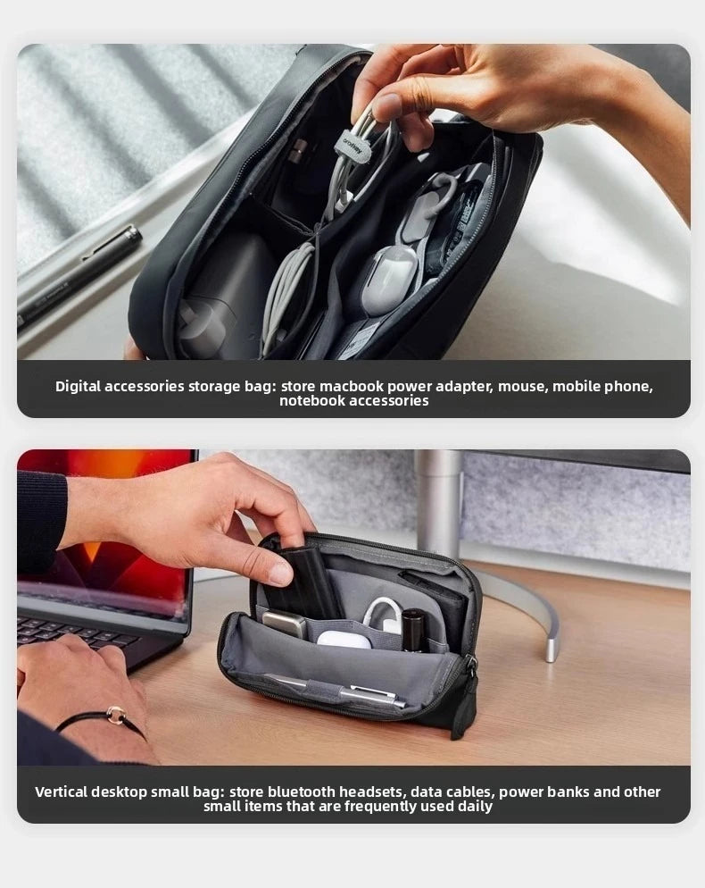 2-in-1 Tech Organizer Pouch – Detachable Double-Layer Cable & Electronics Storage Bag