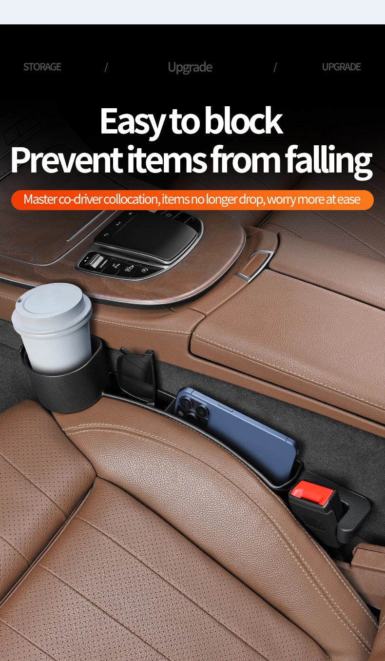 Car Seat Gap Filler Organizer | Cup Holder & Hook | TPE | 2-Pack