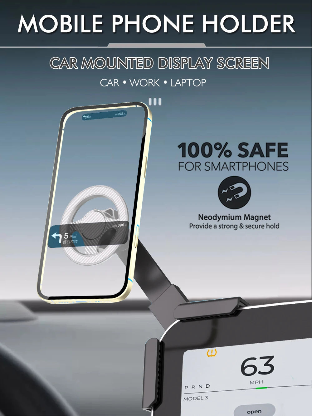 Magnetic Car Phone Holder | 360° Rotation | Foldable Dashboard Mount
