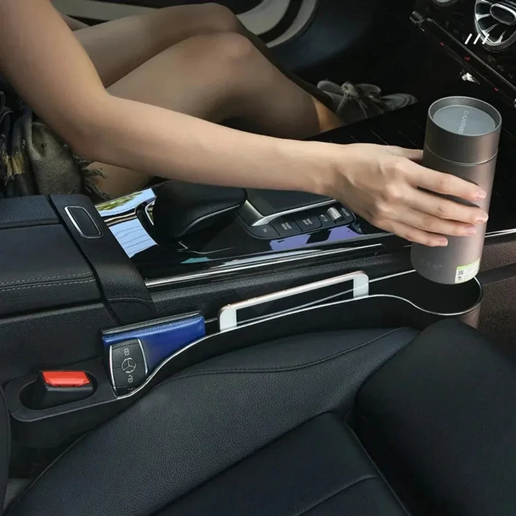 Car Seat Gap Filler Organizer 2-Pack – with Cup Holder & Phone Holder, Universal Fit