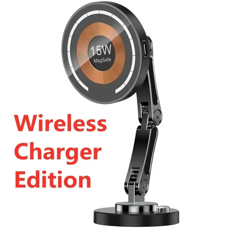 Magnetic Car Phone Mount – 15W Wireless Charging, Compatible with iPhone 12–15