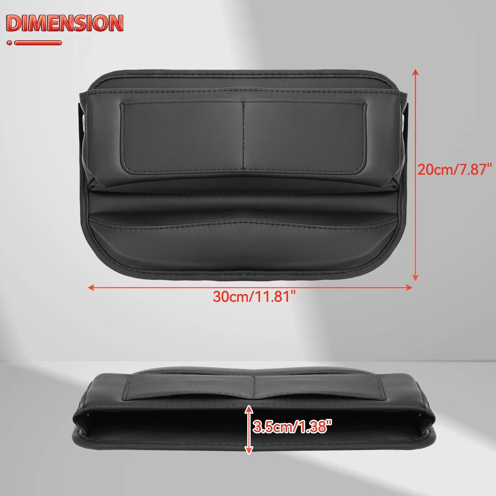 Car Seat Gap Filler Organizer | PU Leather | Dual USB Holes | Console Side Pocket