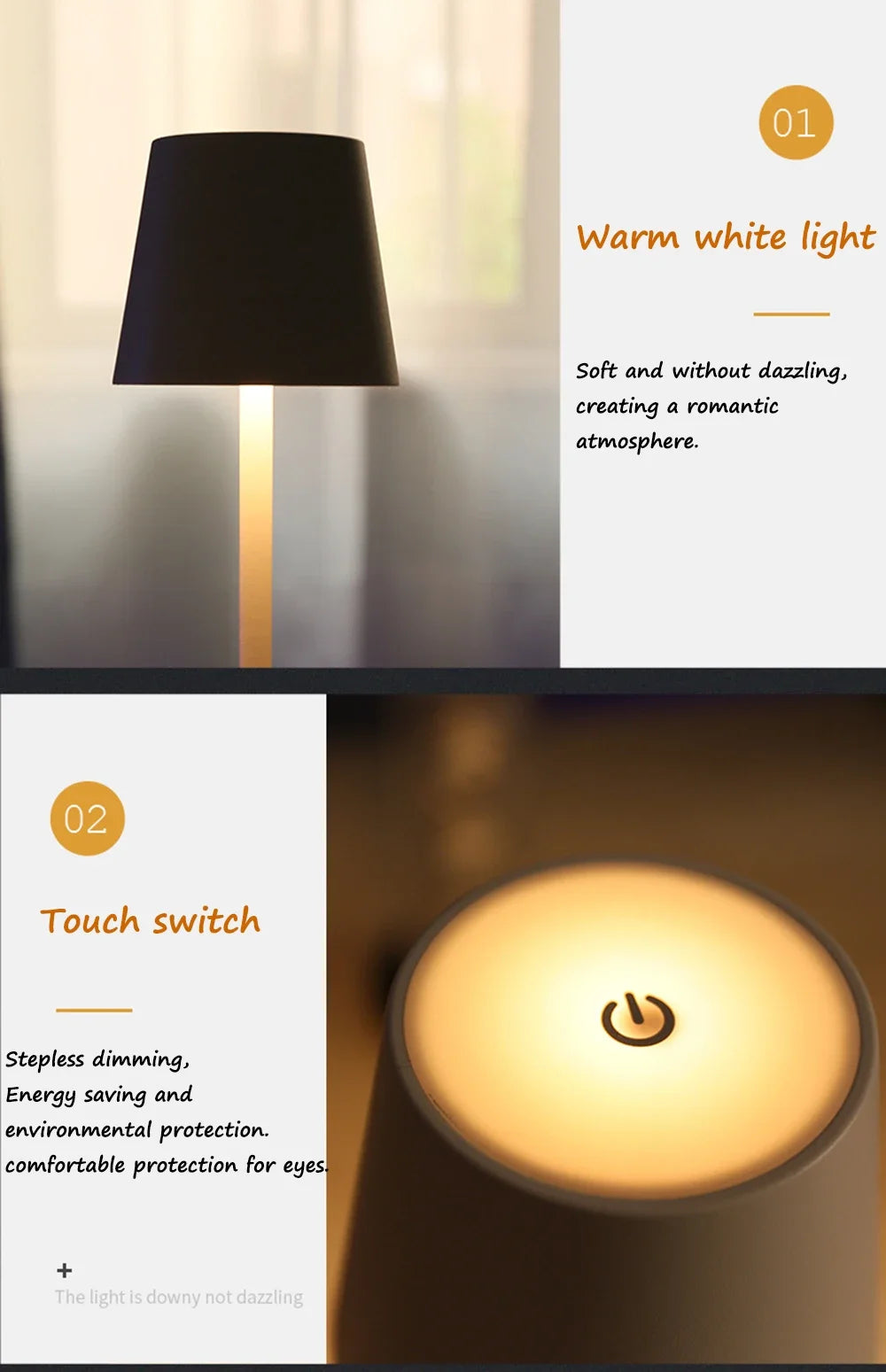 Cordless Dimmable Table Lamp – Touch Control, Indoor & Outdoor Atmosphere Light