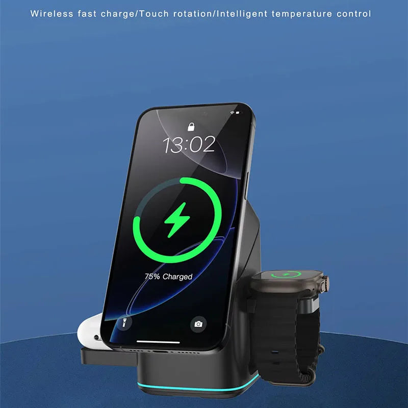 Qi2 3-in-1 Magnetic Wireless Charger with Auto-Rotation