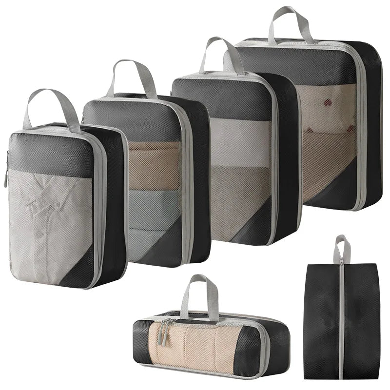 Expandable Compression Packing Cubes – Lightweight Travel Organizer Set for Suitcases