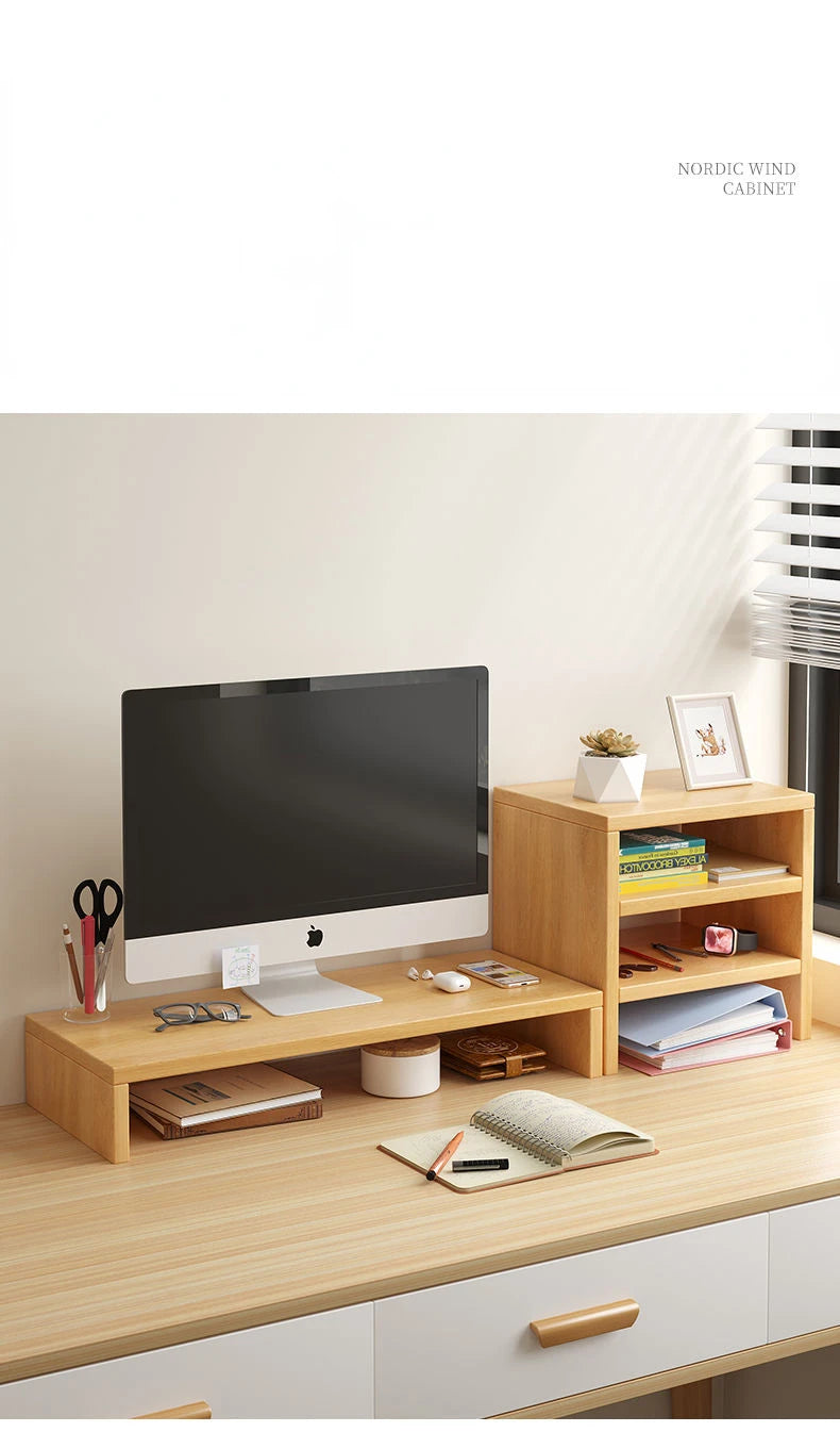 Ergonomic Monitor Riser Stand with Keyboard Storage & Desk Organizer