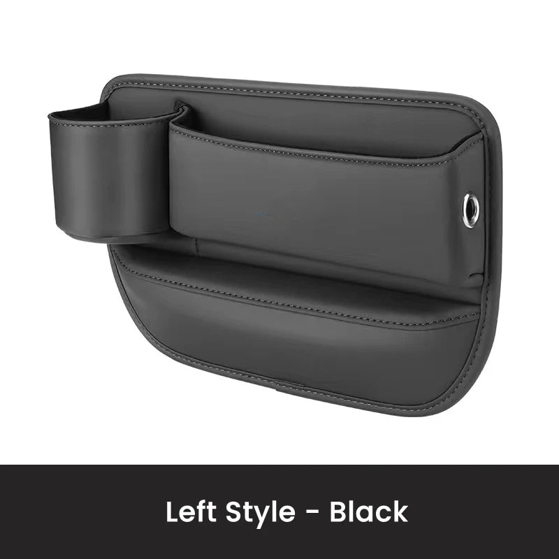 PU Leather Car Console Crevice Storage Box – Seat Gap Organizer with Cup Holder