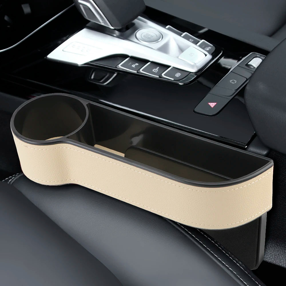 Leather Car Seat Gap Storage Box with Charging Hole