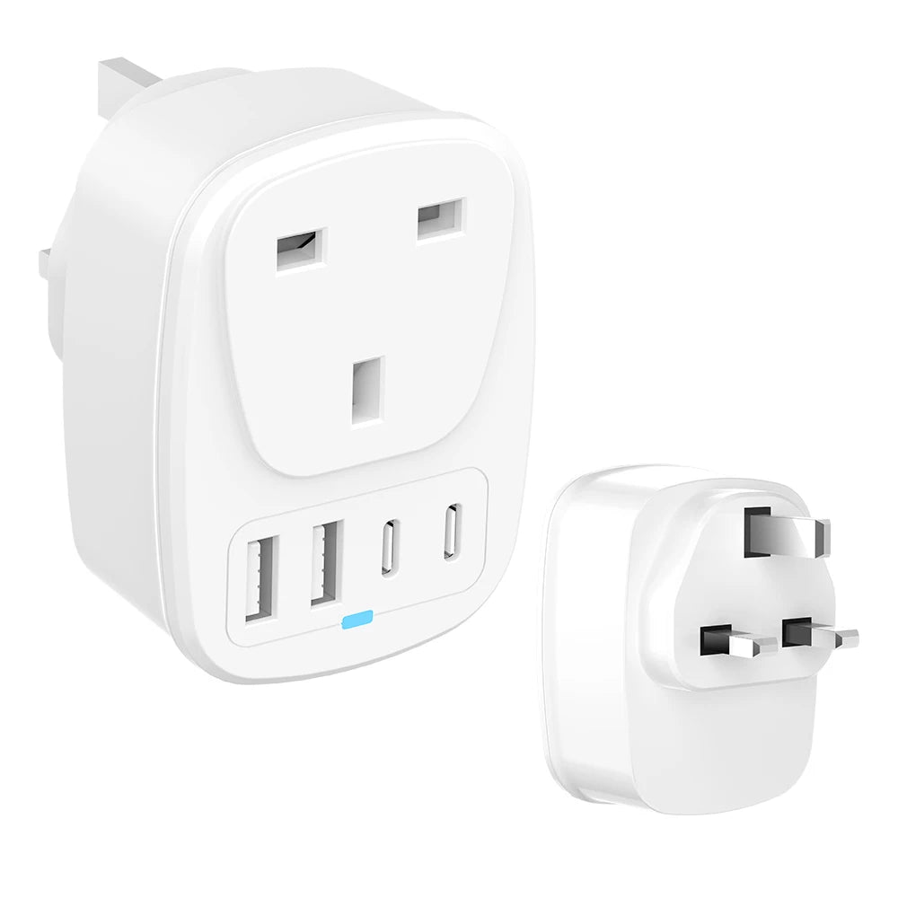 All-in-One Travel Adapter EU/UK/US/AU with 2 USB + 2 Type-C Ports