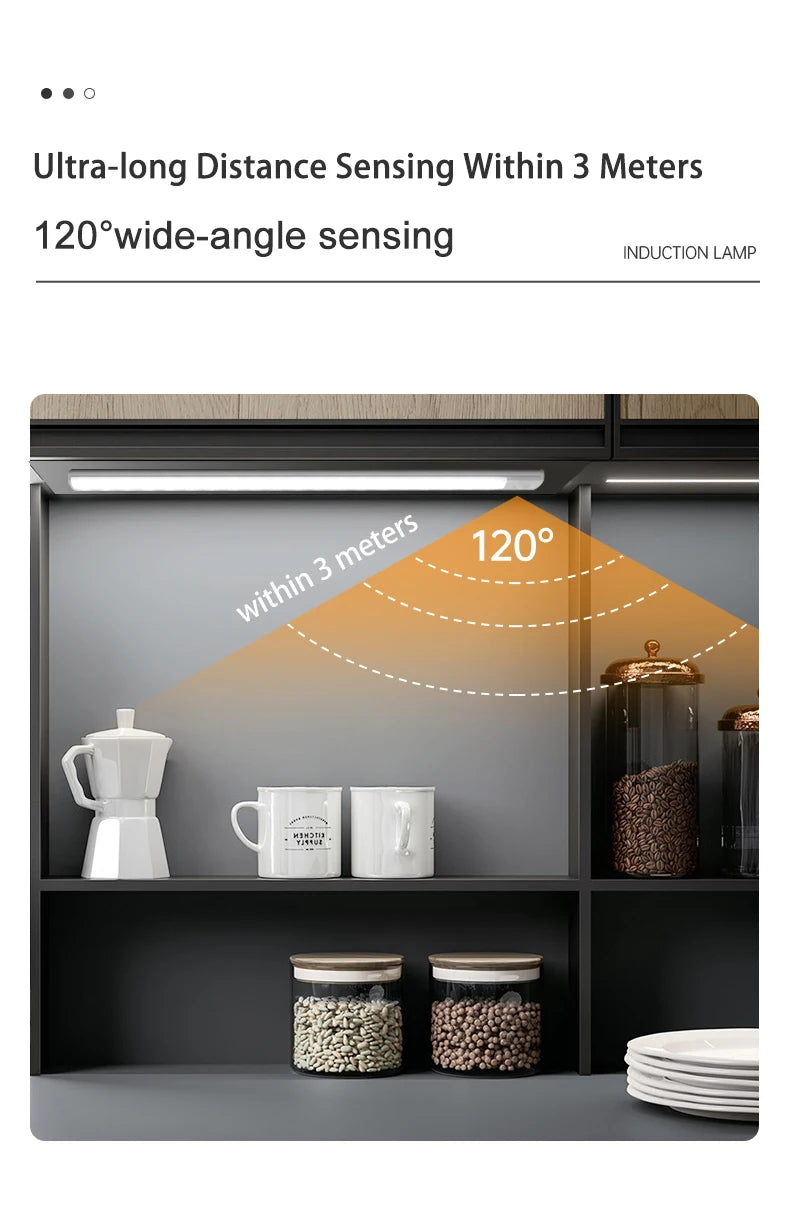 Aluminum Motion Sensor LED Cabinet Light – 3-in-1 Color, Magnetic Mount
