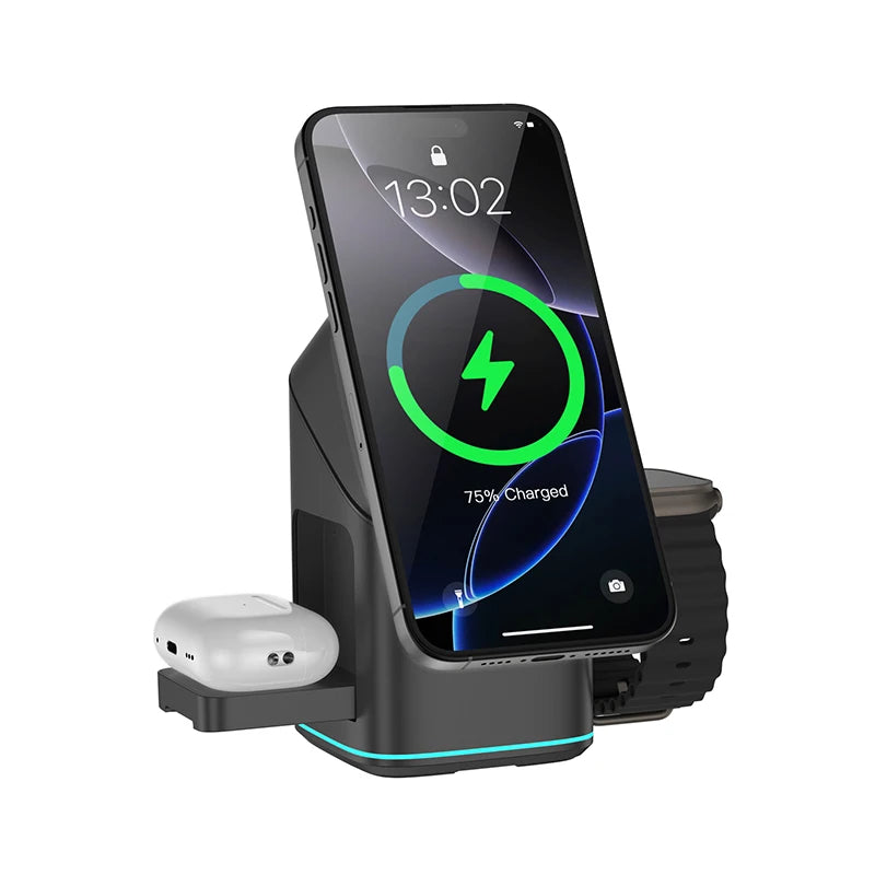 Qi2 3-in-1 Magnetic Wireless Charger with Auto-Rotation