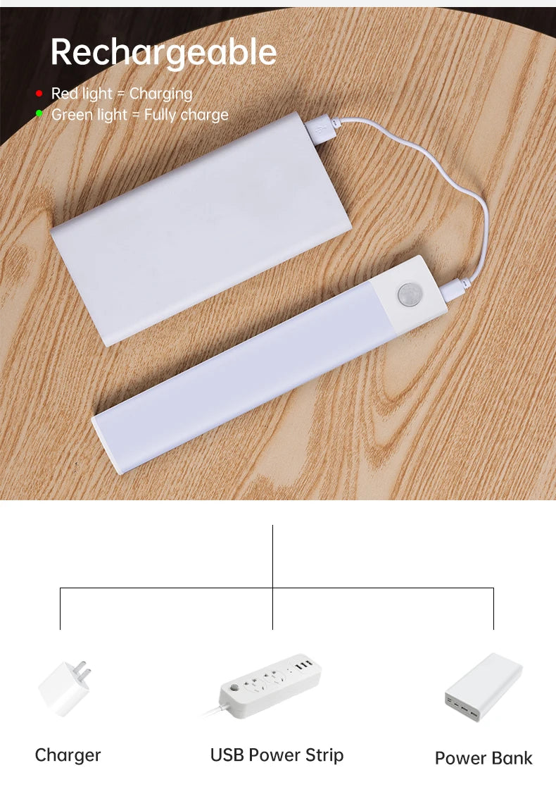Aluminum Motion Sensor LED Cabinet Light – 3-in-1 Color, Magnetic Mount