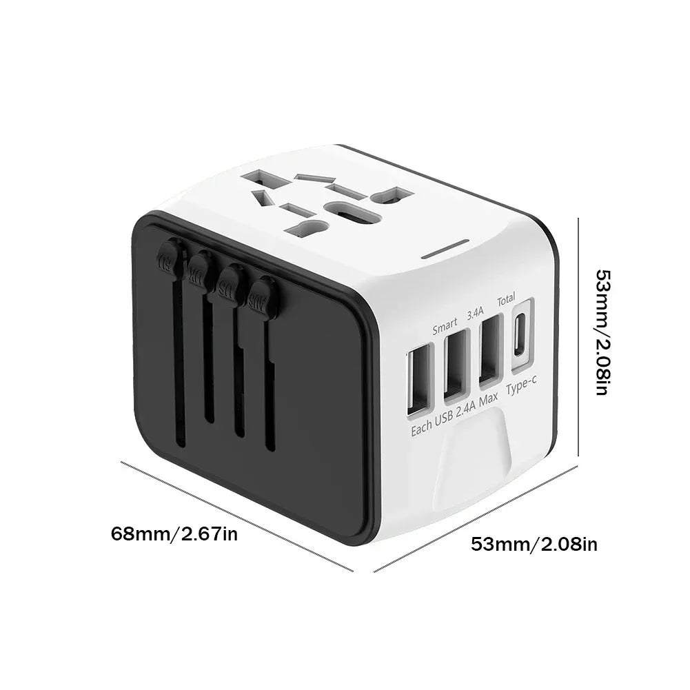 Universal Travel Adapter – 4-Port USB & USB-C | 160+ Countries