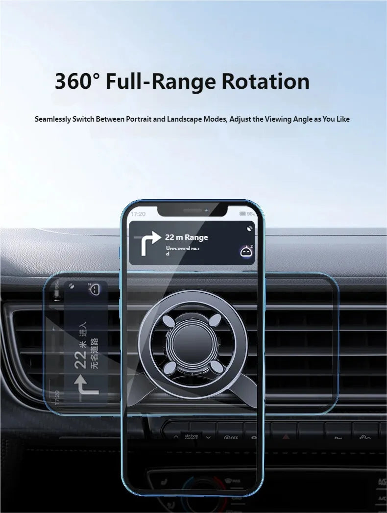 Upgraded Magnetic Car Phone Holder – 17 N52 Magnets, Air Vent Mount, 360° Universal
