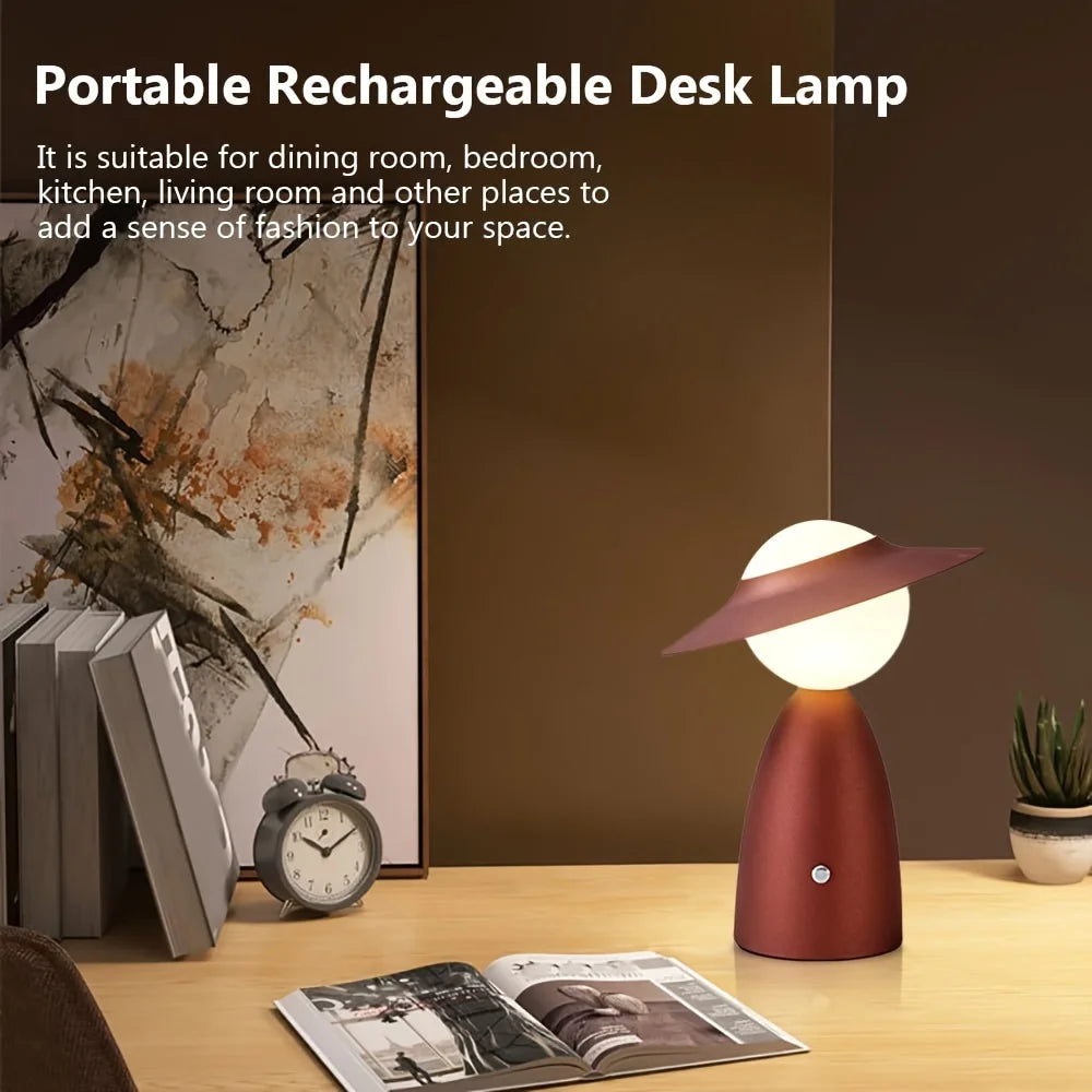 Cordless LED Desk Lamp – Stepless Dimming, Touch Control, USB Rechargeable, Portable