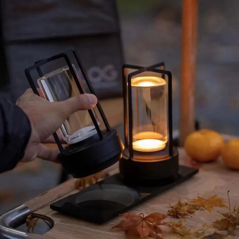 Industrial Cordless Table Lamp – RGB & 3-Color LED, Metal, Indoor & Outdoor