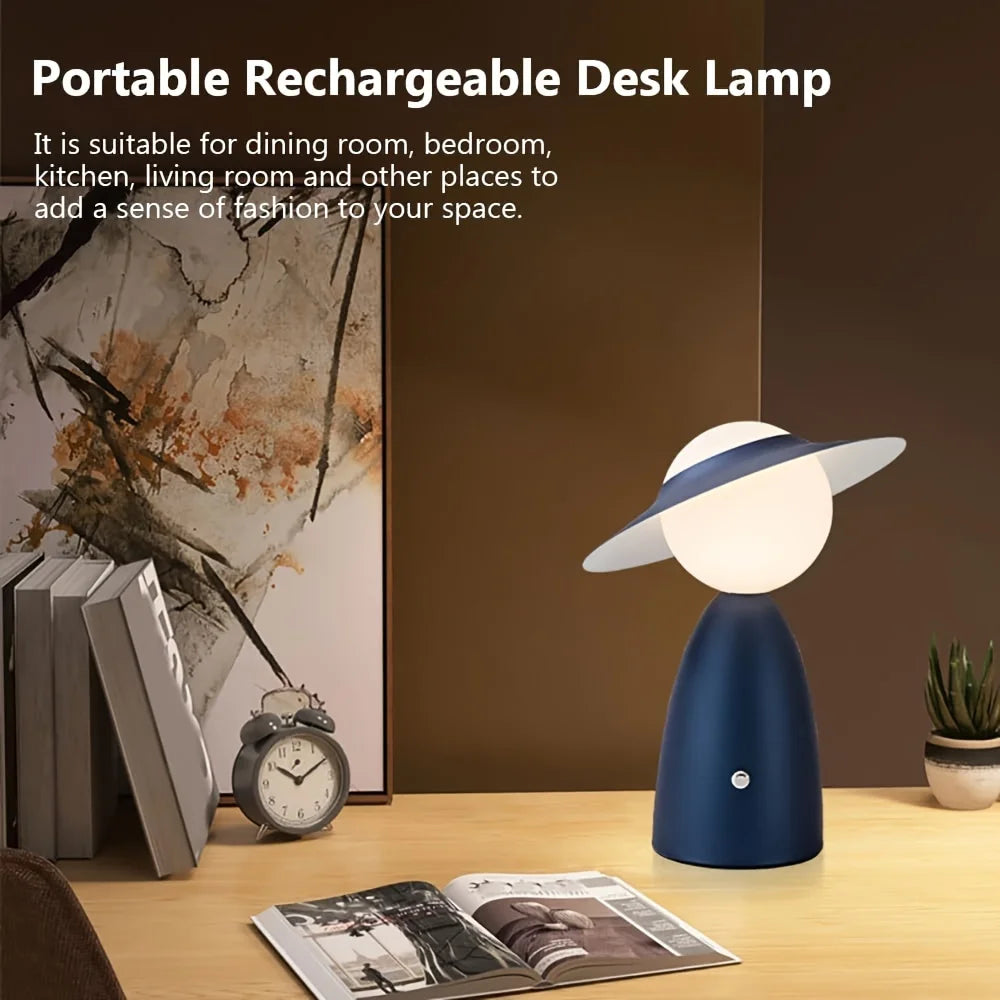 Cordless LED Desk Lamp – Stepless Dimming, Touch Control, USB Rechargeable, Portable