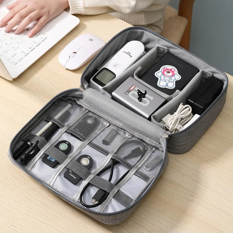 Waterproof Oxford Cable Storage Bag – Portable USB & Charger Travel Organizer