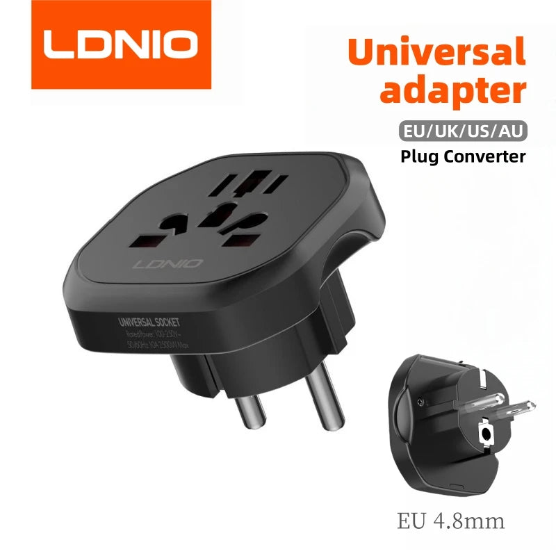 LDNIO Universal Travel Adapter EU/KR to UK/US/AU Plug Converter