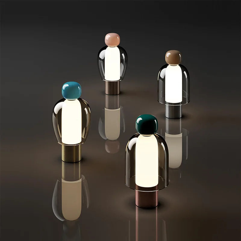 Nordic Glass Cordless Table Lamp – Rechargeable Bedside Desk Light