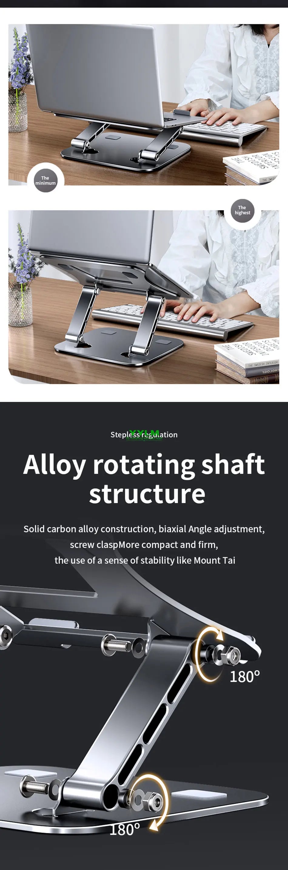 Adjustable Aluminum Laptop & Tablet Stand with Cooling Support