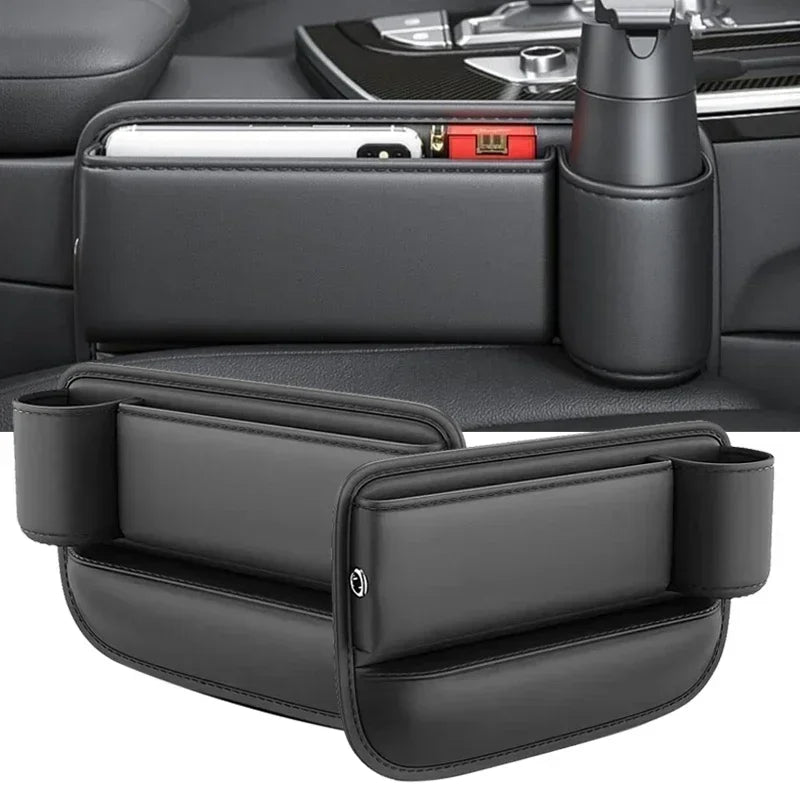 Car Seat Gap Filler Console Organizer with Cup Holder & Storage Bin