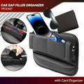 Car Seat Gap Filler Organizer | PU Leather | Dual USB Holes | Console Side Pocket