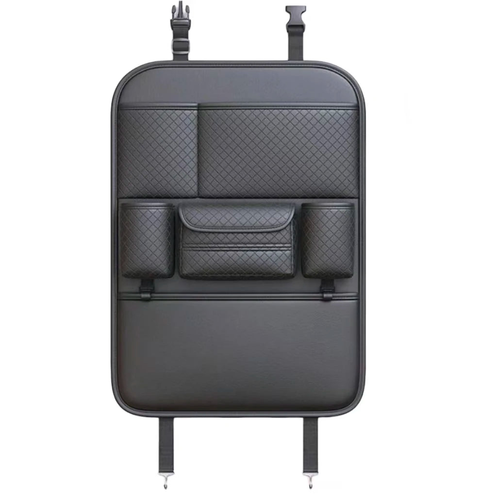 High-Capacity Car Seat Gap Organizer | Built-In Cup Holder | Premium PU | Universal Fit