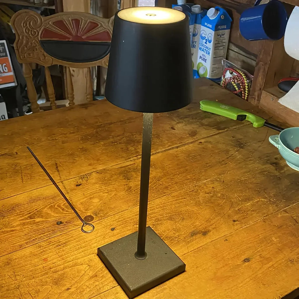 IP54 Waterproof Cordless Table Lamp – Touch Dimming, USB Rechargeable, Hotel Style