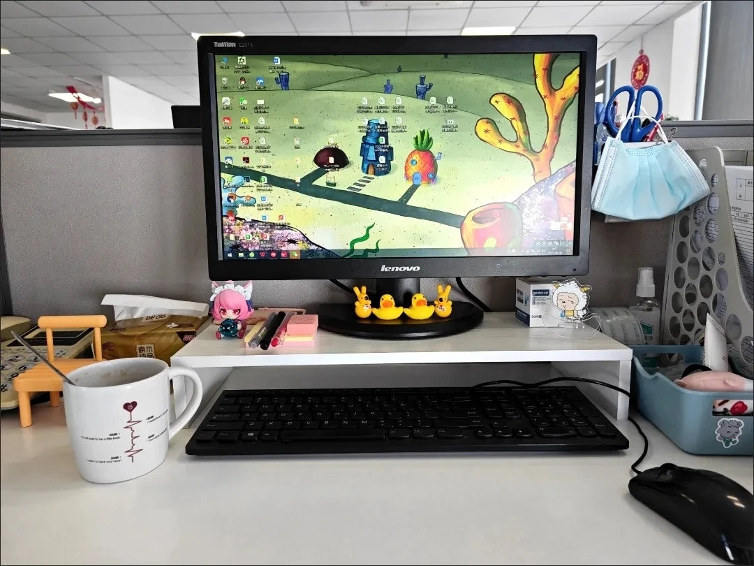 Ergonomic Monitor Riser Stand with Keyboard Storage & Desk Organizer
