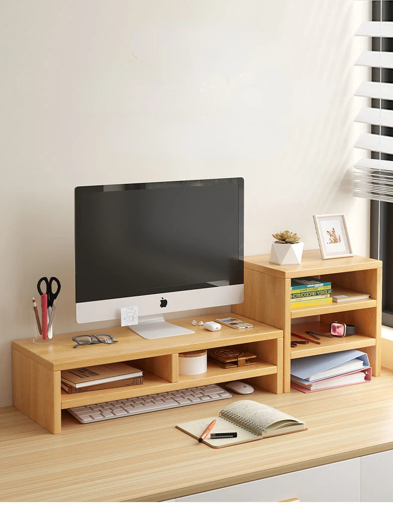 Ergonomic Monitor Riser Stand with Keyboard Storage & Desk Organizer