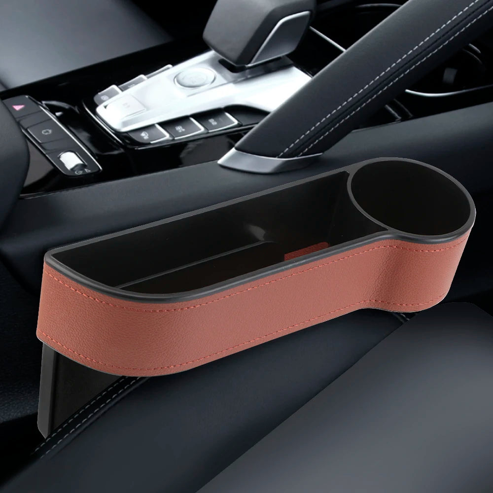 Leather Car Seat Gap Storage Box with Charging Hole