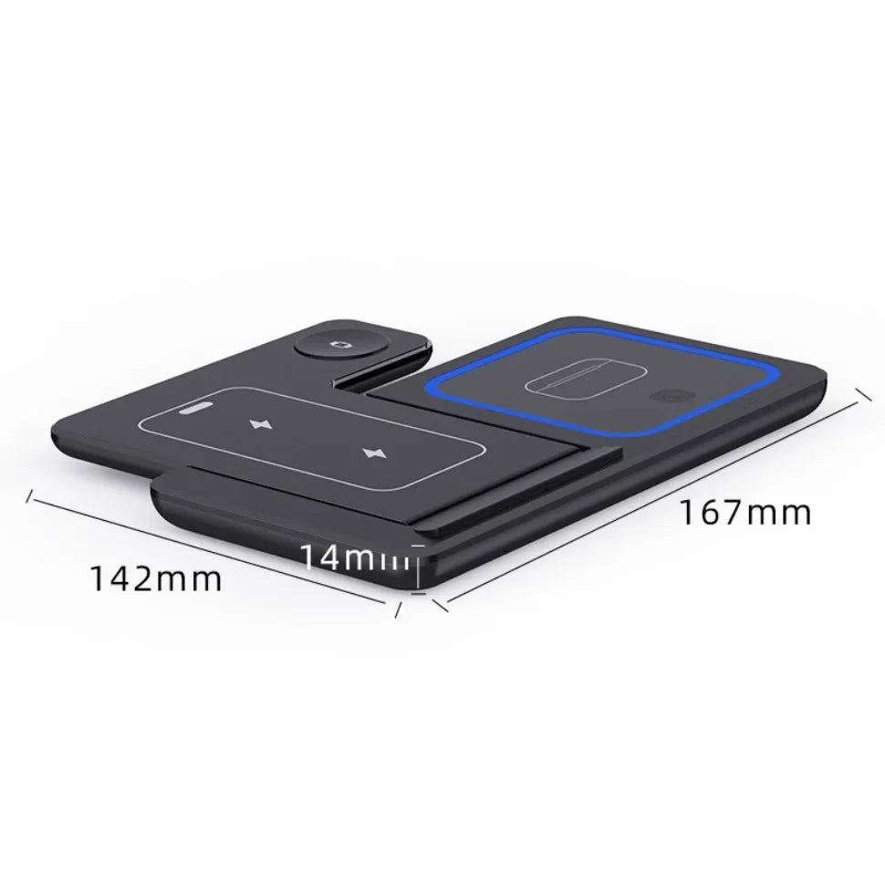 Foldable 3-in-1 Wireless Charging Station – iPhone, Apple Watch & AirPods, 15W Fast Charge