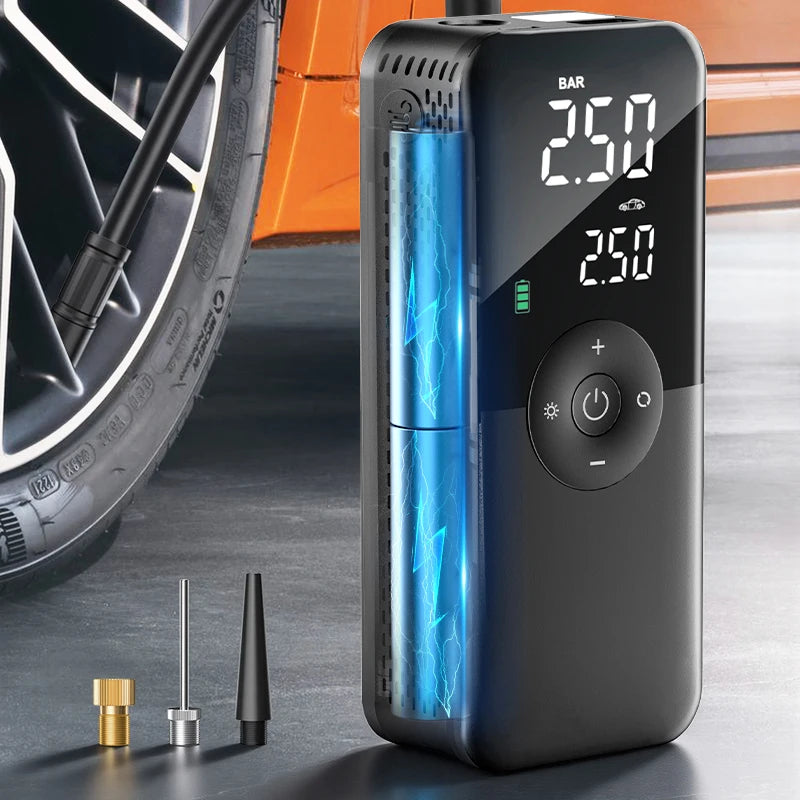 CARSUN Cordless Tire Inflator – 94 PSI, Digital Display, Rechargeable with Power Bank Function