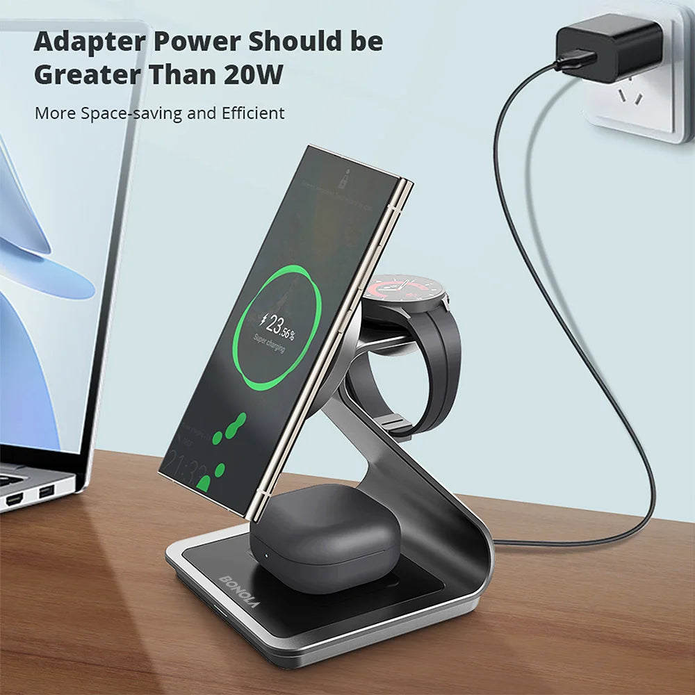 Magnetic 3-in-1 Wireless Charging Station for Samsung