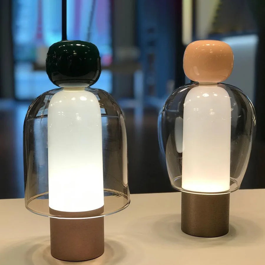 Nordic Glass Cordless Table Lamp – Rechargeable Bedside Desk Light