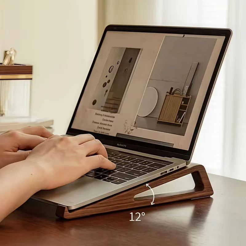 Foldable Bamboo Laptop Stand with Ergonomic Adjustable Angle