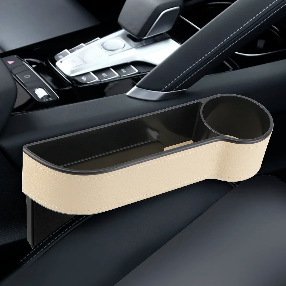 Leather Car Seat Gap Storage Box with Charging Hole