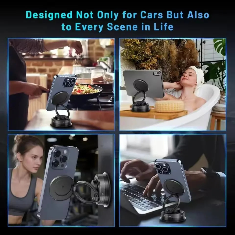360° Magnetic Car Phone Holder – Foldable Suction Cup Mount for Dashboard & Mirror